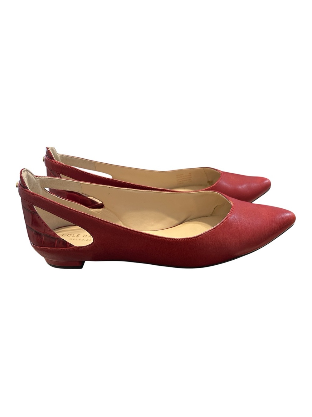 Cole Haan Red Leather Pointed Slingback Flats